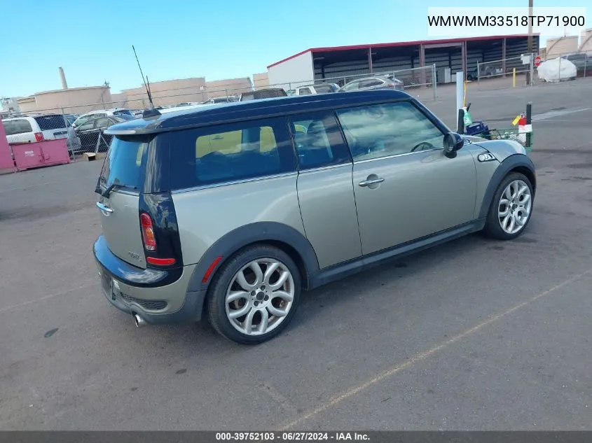 2008 Mini Cooper S Clubman VIN: WMWMM33518TP71900 Lot: 39752103