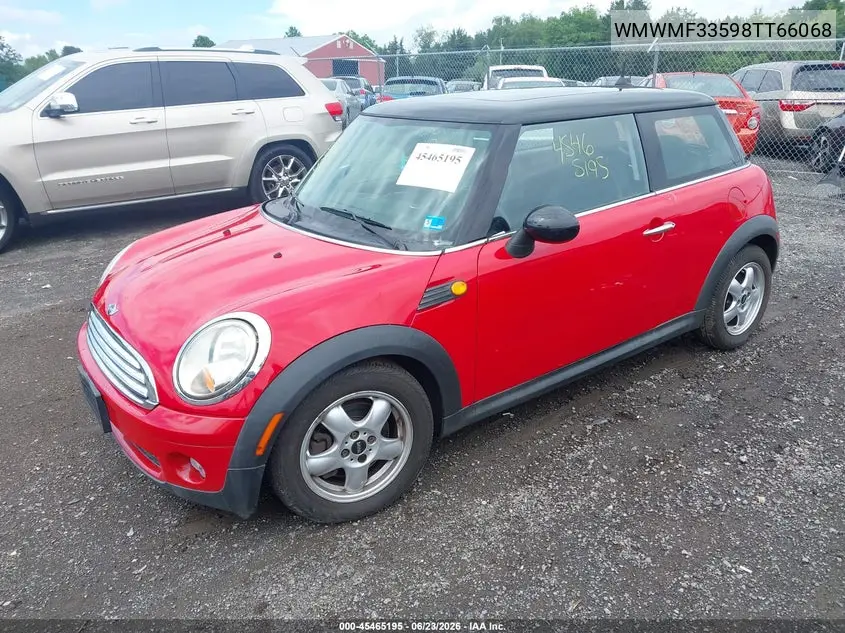 2008 Mini Cooper Hardtop VIN: WMWMF33598TT66068 Lot: 45465195