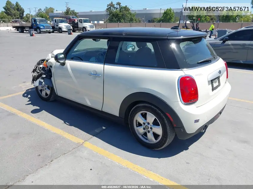 2015 Mini Hardtop Cooper VIN: WMWXM5C52F3A57671 Lot: 45526527