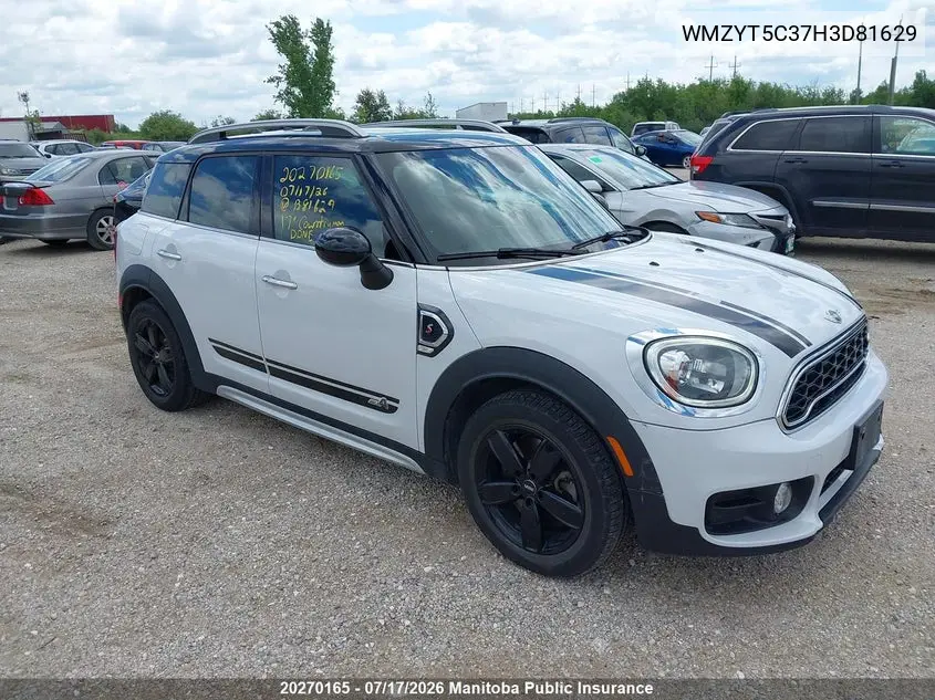 2017 Mini Cooper Countryman S All4 VIN: WMZYT5C37H3D81629 Lot: 20270165