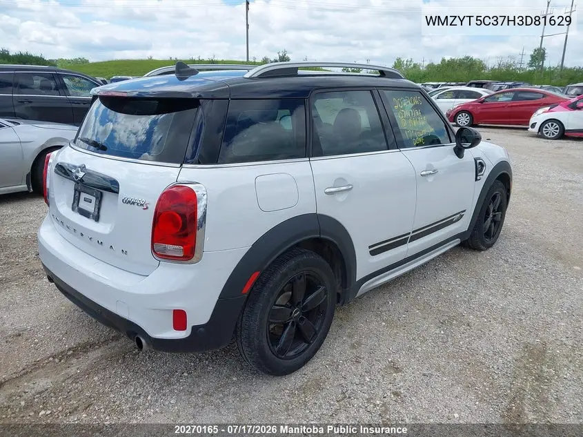 2017 Mini Cooper Countryman S All4 VIN: WMZYT5C37H3D81629 Lot: 20270165