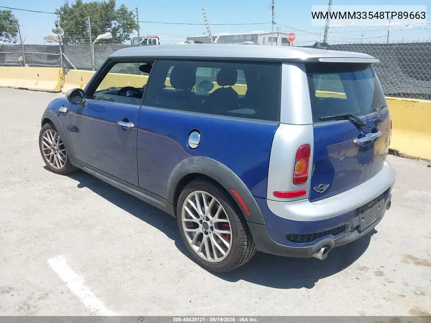 2008 Mini Cooper S Clubman VIN: WMWMM33548TP89663 Lot: 45428121