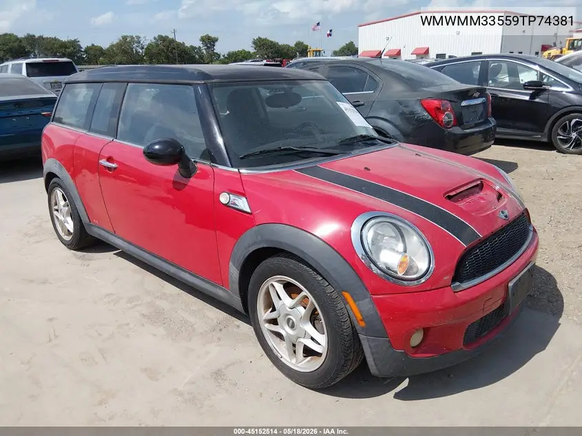2009 Mini Cooper S Clubman VIN: WMWMM33559TP74381 Lot: 45152514