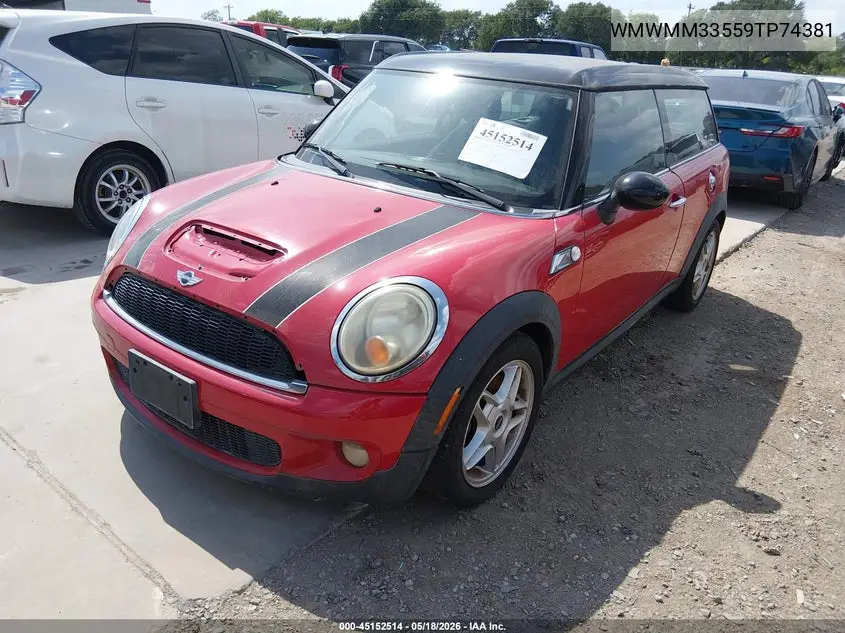 2009 Mini Cooper S Clubman VIN: WMWMM33559TP74381 Lot: 45152514