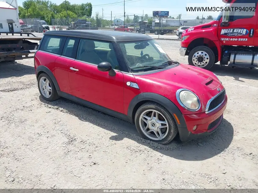 2010 Mini Cooper S Clubman VIN: WMWMM3C54ATP94092 Lot: 45020703