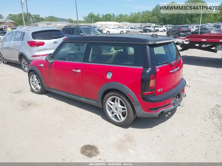 2010 Mini Cooper S Clubman VIN: WMWMM3C54ATP94092 Lot: 45020703