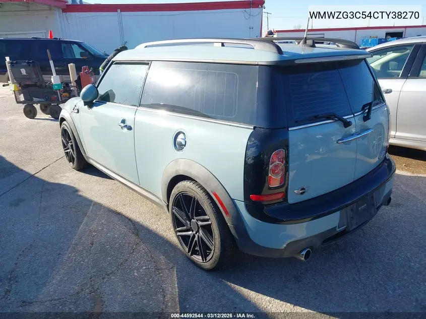 2012 Mini Cooper S Clubman VIN: WMWZG3C54CTY38270 Lot: 44592544