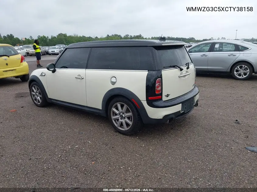 2012 Mini Cooper S Clubman VIN: WMWZG3C5XCTY38158 Lot: 45098990