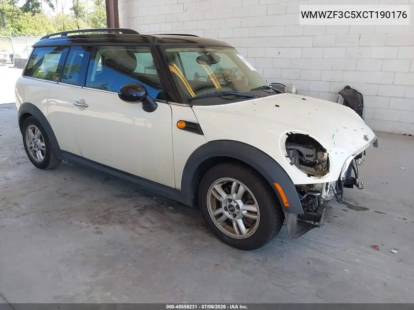 2012 Mini Cooper Clubman VIN: WMWZF3C5XCT190176 Lot: 45556231