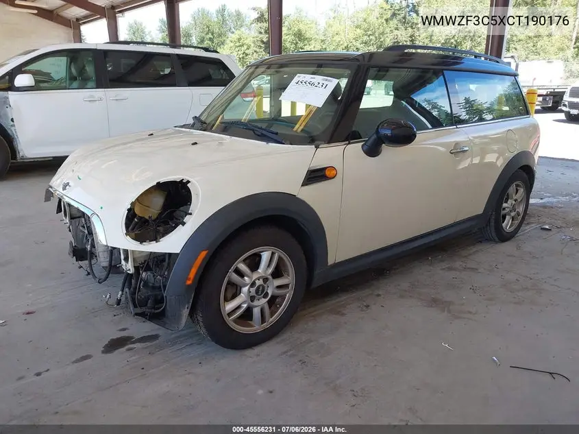 2012 Mini Cooper Clubman VIN: WMWZF3C5XCT190176 Lot: 45556231
