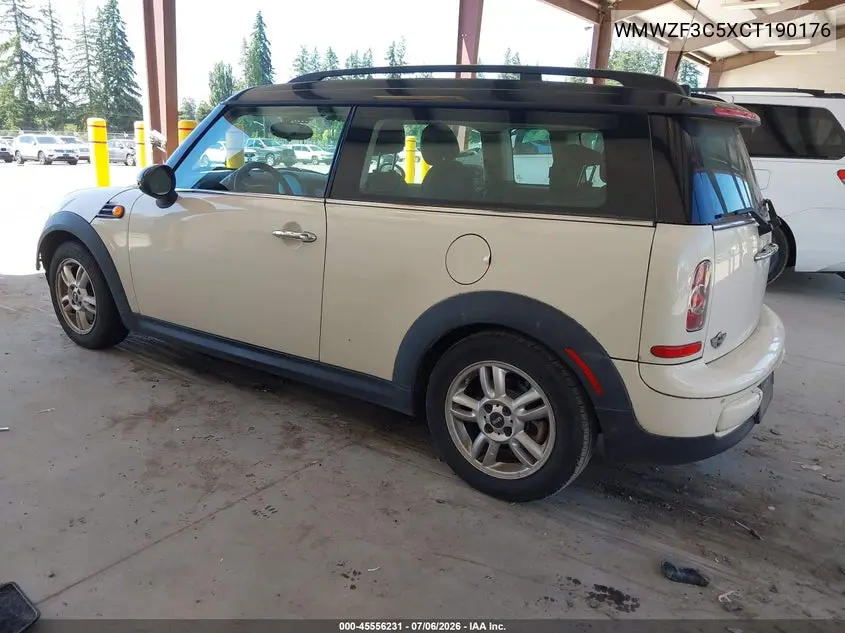 2012 Mini Cooper Clubman VIN: WMWZF3C5XCT190176 Lot: 45556231