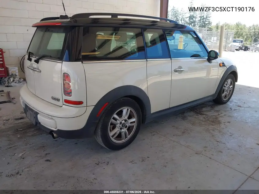 2012 Mini Cooper Clubman VIN: WMWZF3C5XCT190176 Lot: 45556231