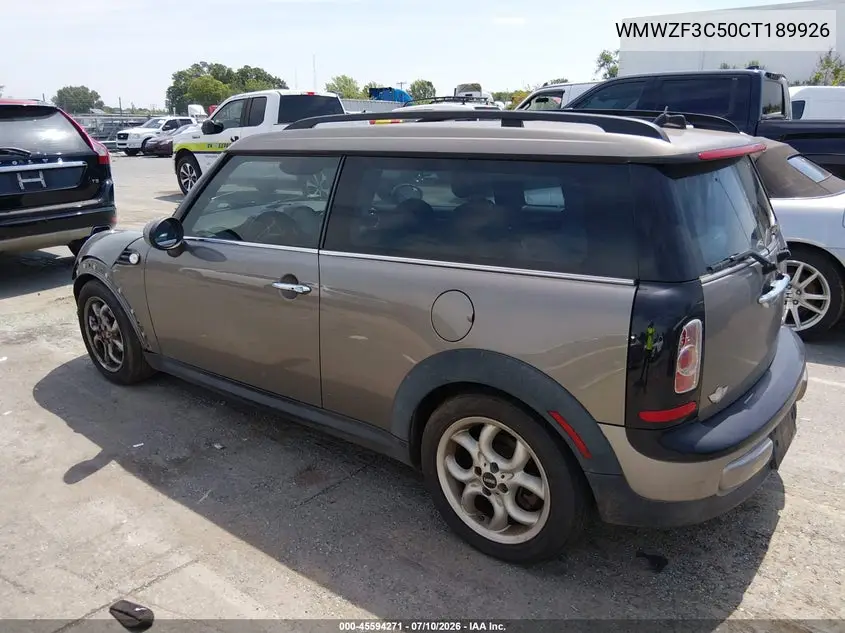2012 Mini Cooper Clubman VIN: WMWZF3C50CT189926 Lot: 45594271