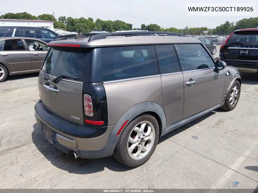 2012 Mini Cooper Clubman VIN: WMWZF3C50CT189926 Lot: 45594271
