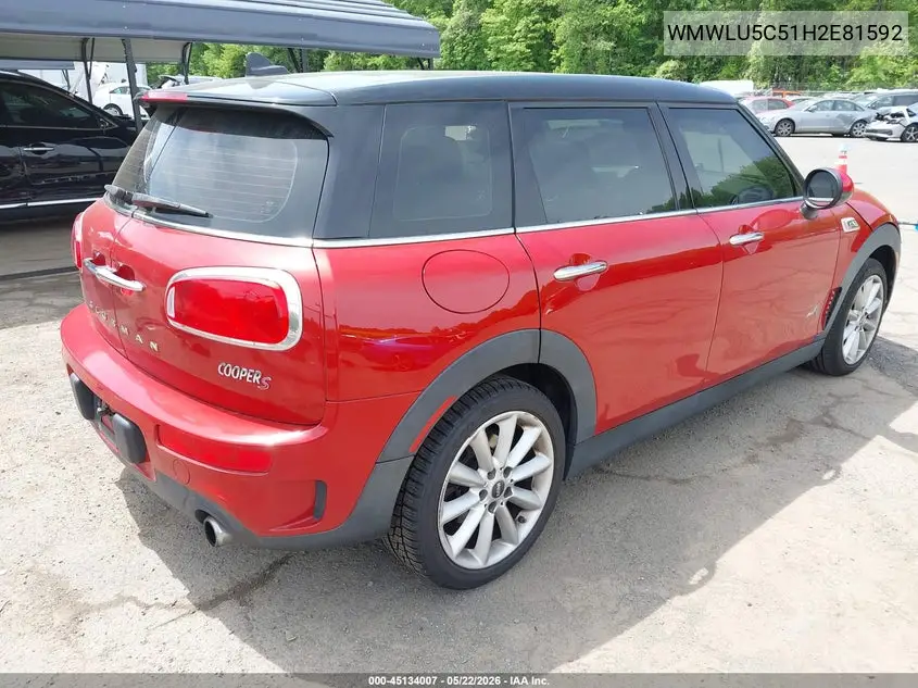2017 Mini Clubman Cooper S VIN: WMWLU5C51H2E81592 Lot: 45134007