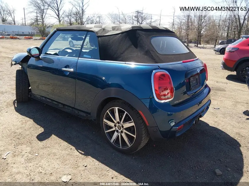 2021 Mini Convertible Cooper S VIN: WMWWJ5C04M3N22163 Lot: 44812346