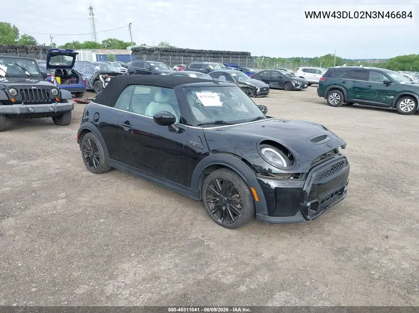 2022 Mini Convertible Cooper S VIN: WMW43DL02N3N46684 Lot: 45311041