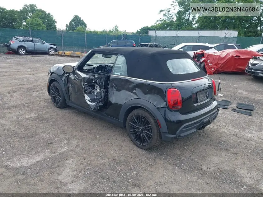 2022 Mini Convertible Cooper S VIN: WMW43DL02N3N46684 Lot: 45311041