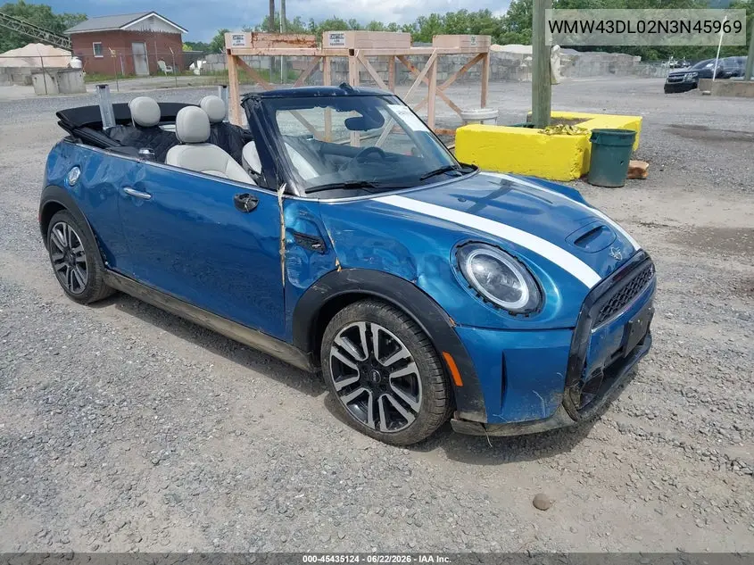 2022 Mini Convertible Cooper S VIN: WMW43DL02N3N45969 Lot: 45435124