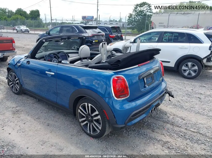 2022 Mini Convertible Cooper S VIN: WMW43DL02N3N45969 Lot: 45435124