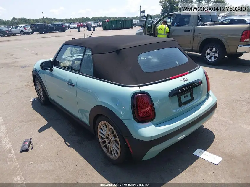2026 Mini Convertible Cooper S VIN: WMW23GX04T2Y50380 Lot: 45602535
