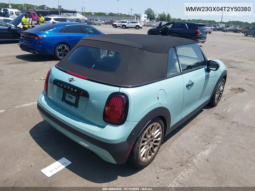 2026 Mini Convertible Cooper S VIN: WMW23GX04T2Y50380 Lot: 45602535