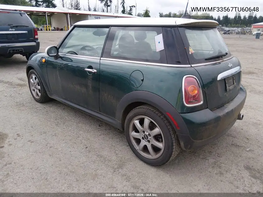 2007 Mini Cooper VIN: WMWMF33567TU60648 Lot: 45644169