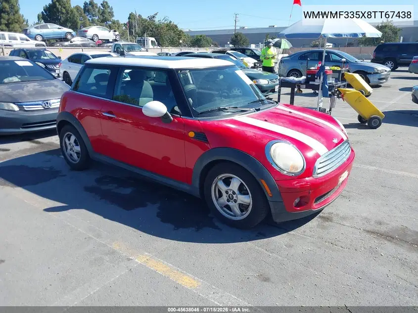 2008 Mini Cooper Hardtop VIN: WMWMF335X8TT67438 Lot: 45638046
