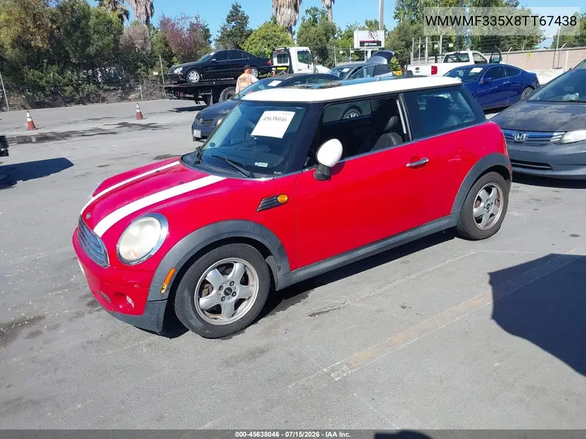 2008 Mini Cooper Hardtop VIN: WMWMF335X8TT67438 Lot: 45638046