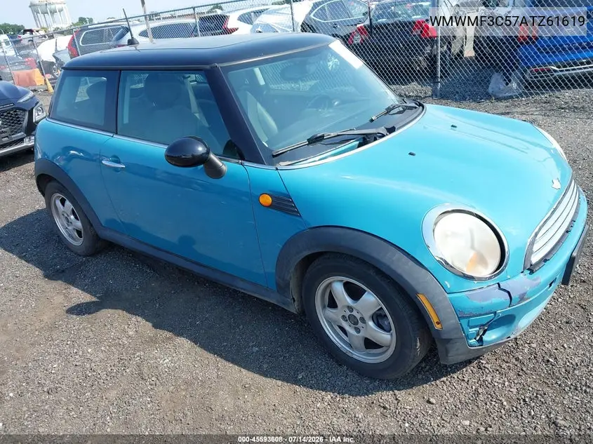 2010 Mini Cooper VIN: WMWMF3C57ATZ61619 Lot: 45593608