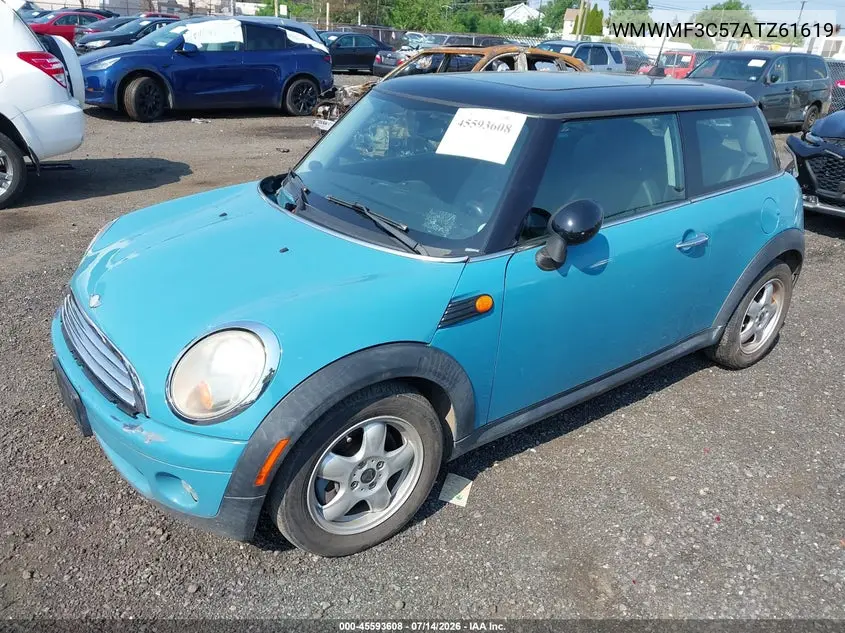 2010 Mini Cooper VIN: WMWMF3C57ATZ61619 Lot: 45593608