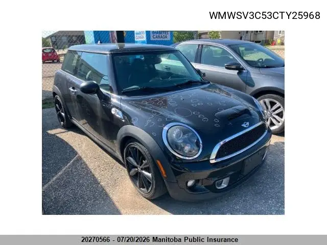 2012 Mini Cooper S VIN: WMWSV3C53CTY25968 Lot: 20270566