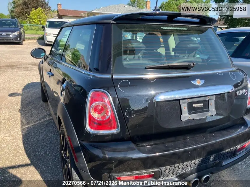 2012 Mini Cooper S VIN: WMWSV3C53CTY25968 Lot: 20270566
