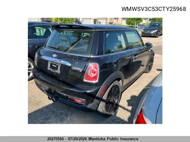 2012 Mini Cooper S VIN: WMWSV3C53CTY25968 Lot: 20270566