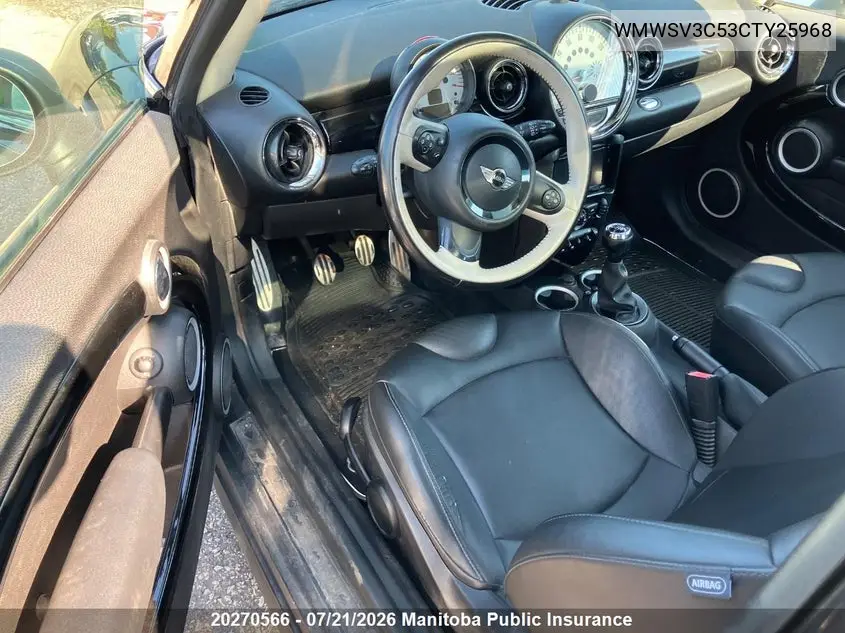 2012 Mini Cooper S VIN: WMWSV3C53CTY25968 Lot: 20270566