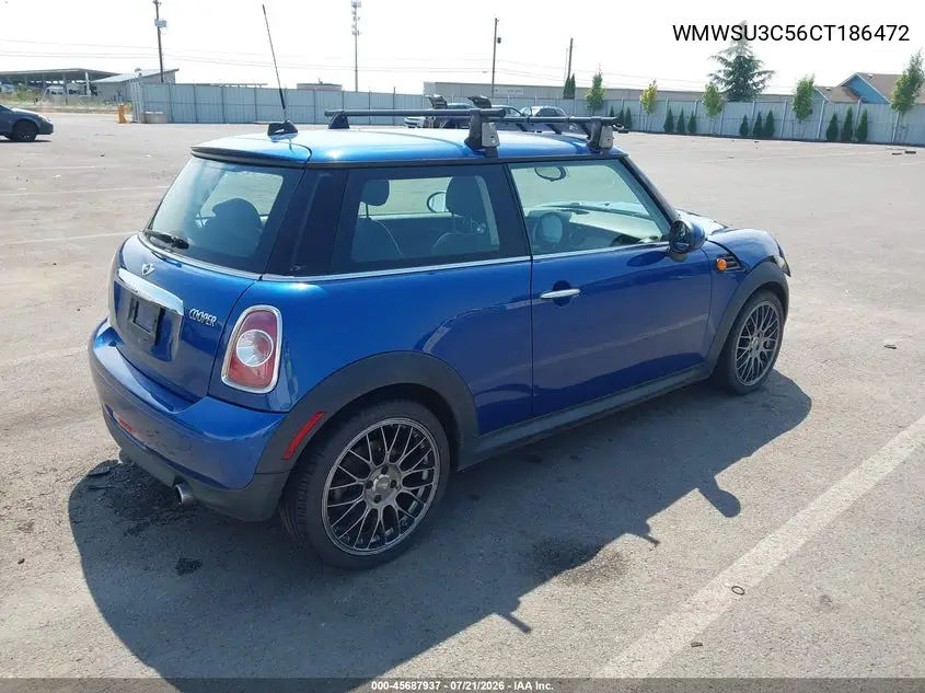 2012 Mini Cooper VIN: WMWSU3C56CT186472 Lot: 45687937