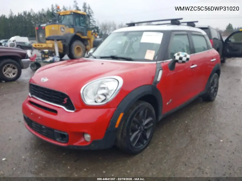 2013 Mini Countryman Cooper S VIN: WMWZC5C56DWP31020 Lot: 44641357