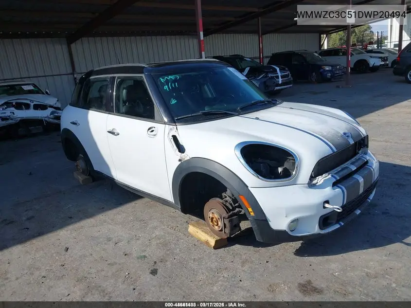 2013 Mini Countryman Cooper S VIN: WMWZC3C51DWP20494 Lot: 44641433