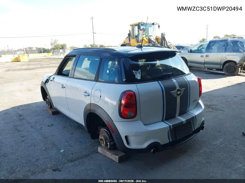 2013 Mini Countryman Cooper S VIN: WMWZC3C51DWP20494 Lot: 44641433