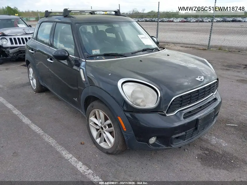 2014 Mini Countryman Cooper S VIN: WMWZC5C51EWM18748 Lot: 44599031