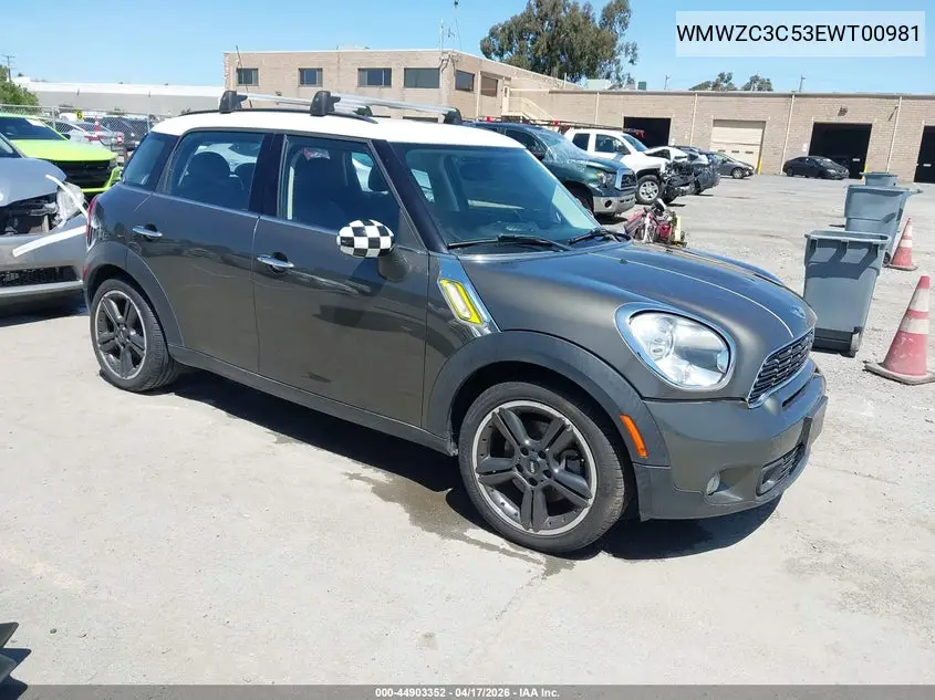 2014 Mini Countryman Cooper S VIN: WMWZC3C53EWT00981 Lot: 44903352