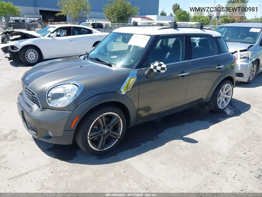 2014 Mini Countryman Cooper S VIN: WMWZC3C53EWT00981 Lot: 44903352
