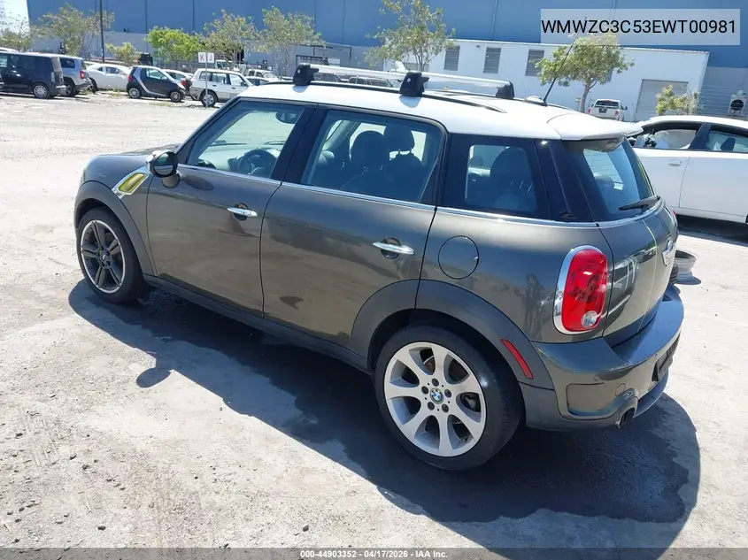 2014 Mini Countryman Cooper S VIN: WMWZC3C53EWT00981 Lot: 44903352