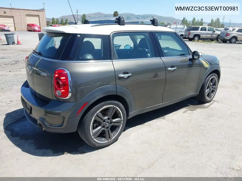 2014 Mini Countryman Cooper S VIN: WMWZC3C53EWT00981 Lot: 44903352