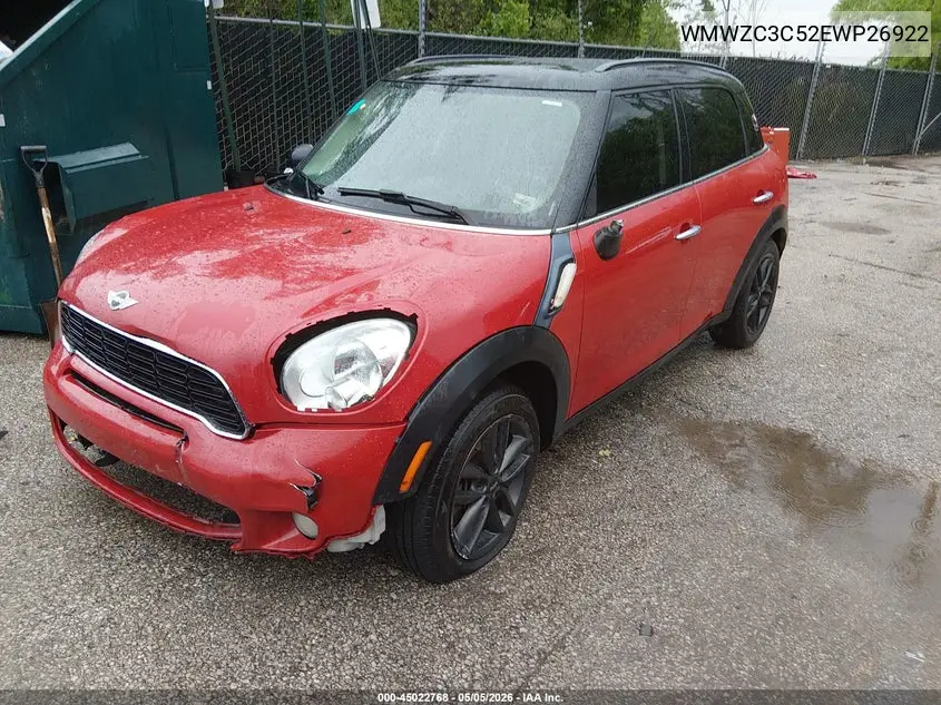 2014 Mini Countryman Cooper S VIN: WMWZC3C52EWP26922 Lot: 45022768