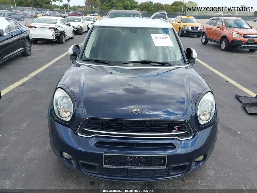 2015 Mini Countryman Cooper S VIN: WMWZC3C51FWT03055 Lot: 45002858