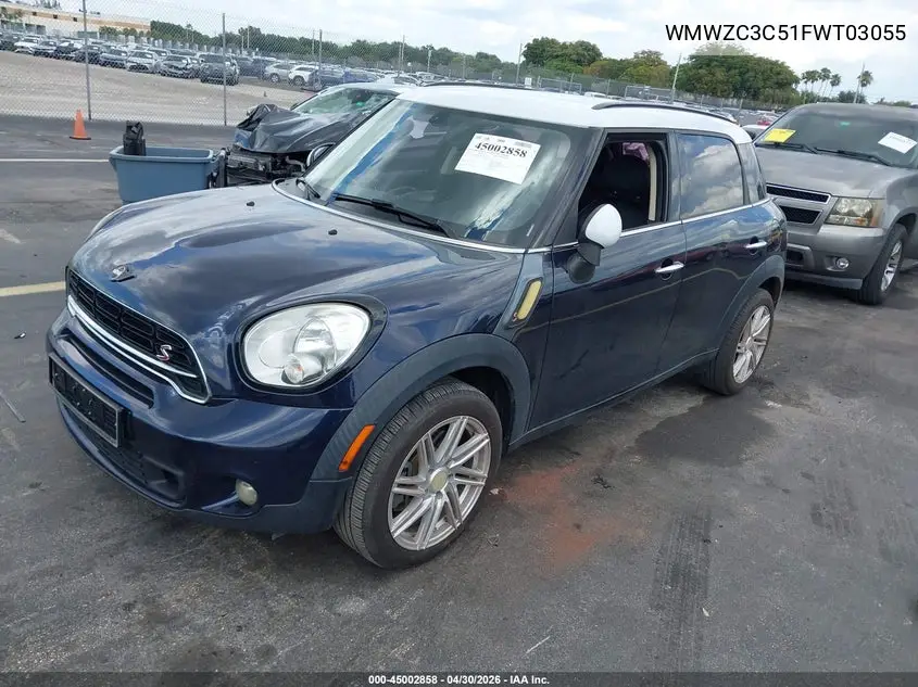 2015 Mini Countryman Cooper S VIN: WMWZC3C51FWT03055 Lot: 45002858