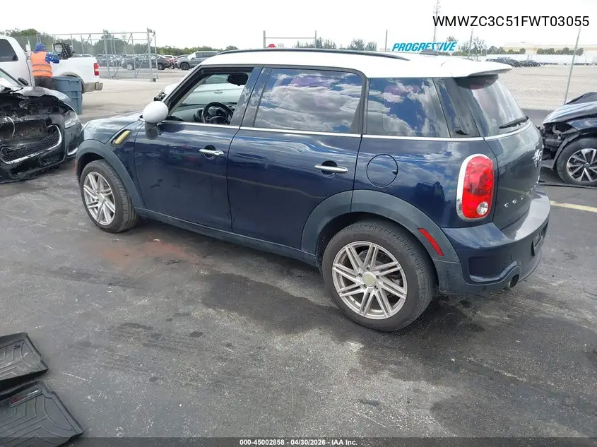 2015 Mini Countryman Cooper S VIN: WMWZC3C51FWT03055 Lot: 45002858