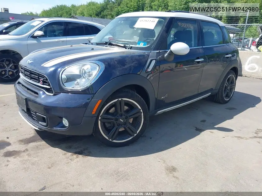 2015 Mini Countryman Cooper S VIN: WMWZC5C51FWP42980 Lot: 45282240