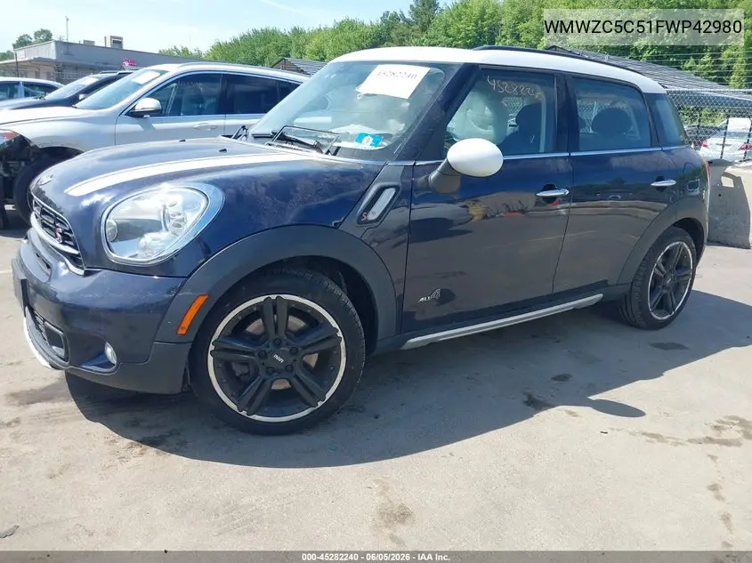 2015 Mini Countryman Cooper S VIN: WMWZC5C51FWP42980 Lot: 45282240